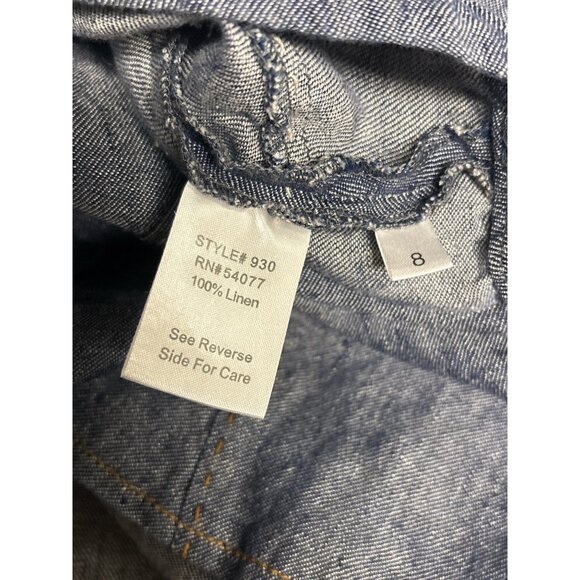 Cabi Womens Linen A-Line Denim Skirt Size 8 Blue Stitching Detail - Picture 4 of 6
